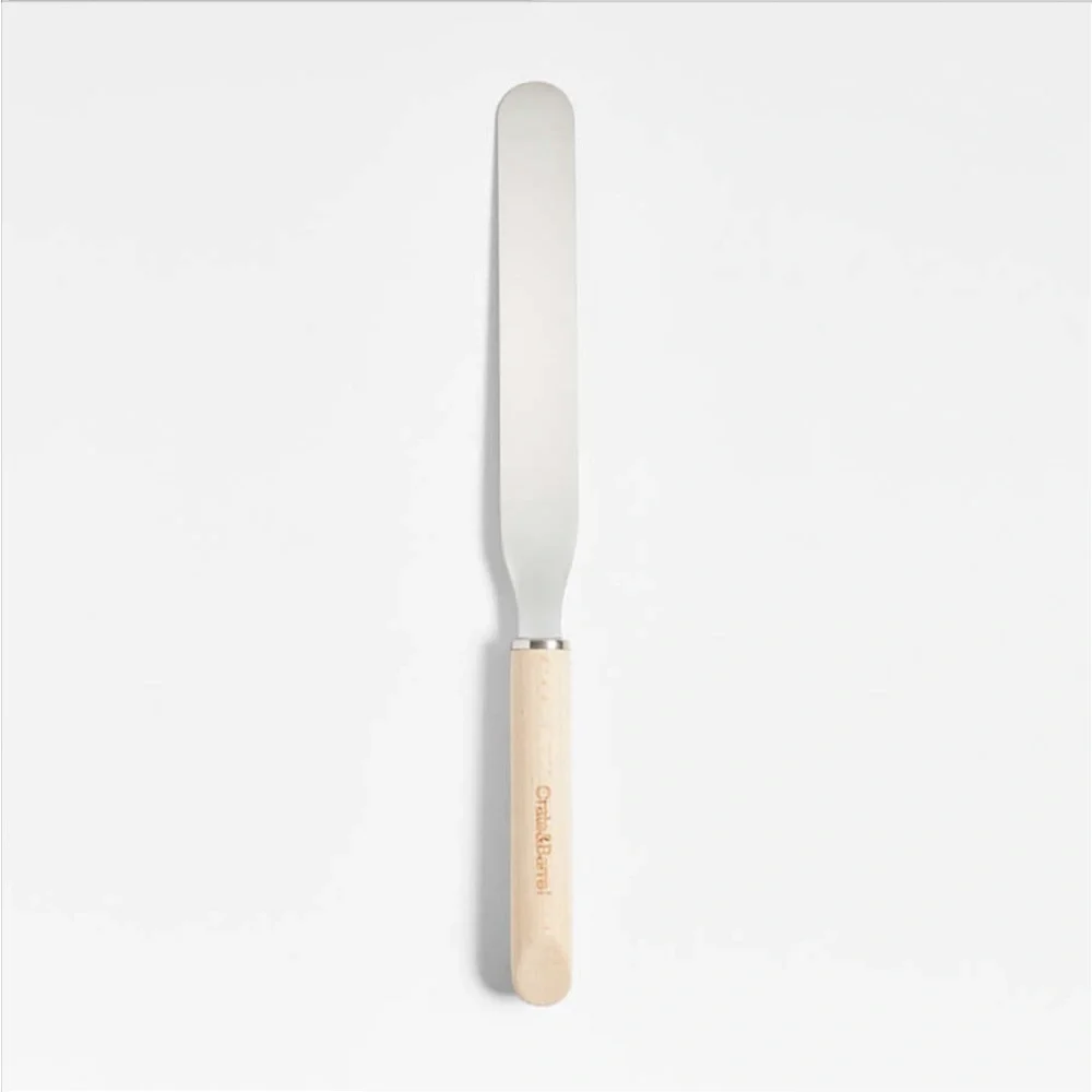 Crate&Barrel 8” Large Straight Icing Spatula Beechwood Handle